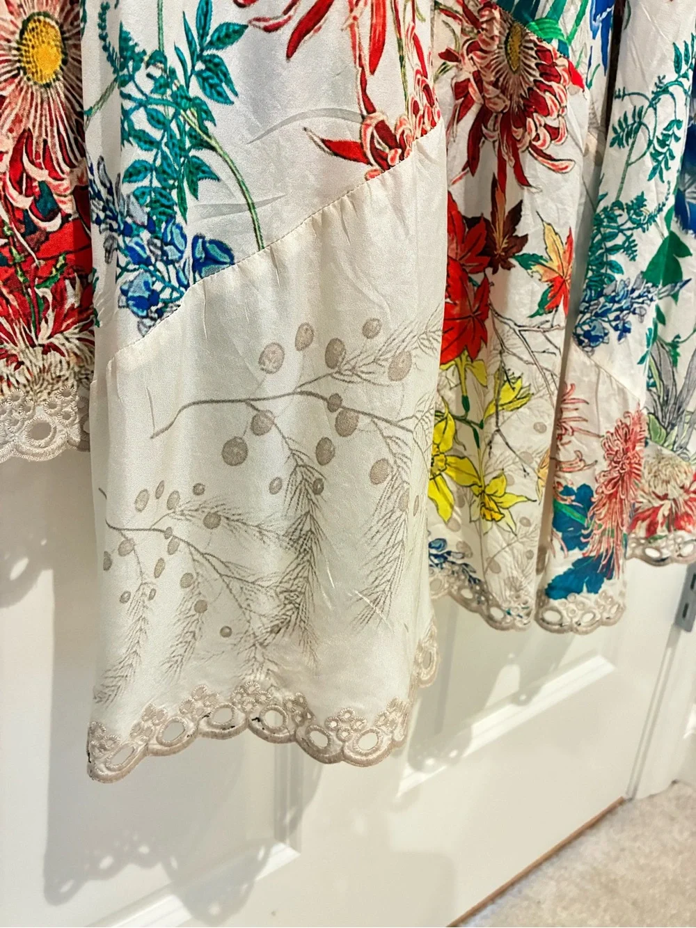Johnny Was Silk Multicolor Tropical Print Midi Dress - Picture 5 of 7